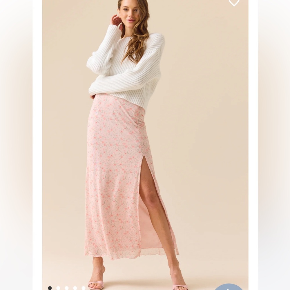 Altar'd State Blush Pink Floral Maxi Skirt with Side Slit